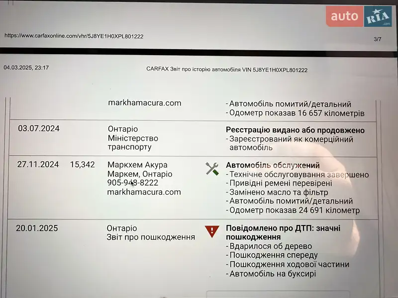 Внедорожник / Кроссовер Acura MDX 2022 в Киеве документ