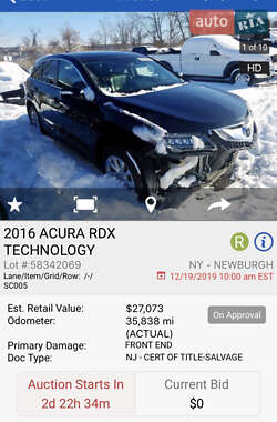 Внедорожник / Кроссовер Acura RDX 2015 в 