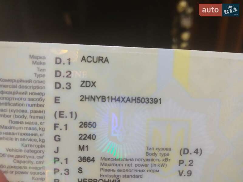 Внедорожник / Кроссовер Acura ZDX 2010 в Киеве