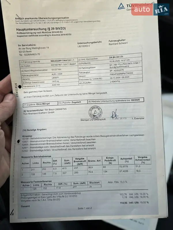 Хетчбек Audi A3 2007 в Львові документ 3 фото Хетчбек Audi A3 2007 в Львові документ