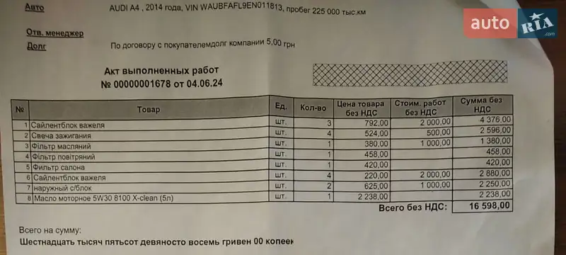 Седан Audi A4 2014 в Чернигове документ