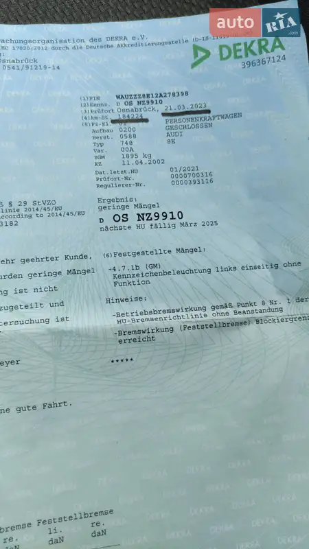 Седан Audi A4 2002 в Тернополе документ