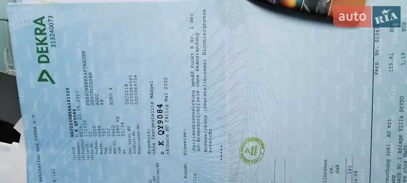 Универсал Audi A4 2004 в Бердичеве документ 2 фото Универсал Audi A4 2004 в Бердичеве документ