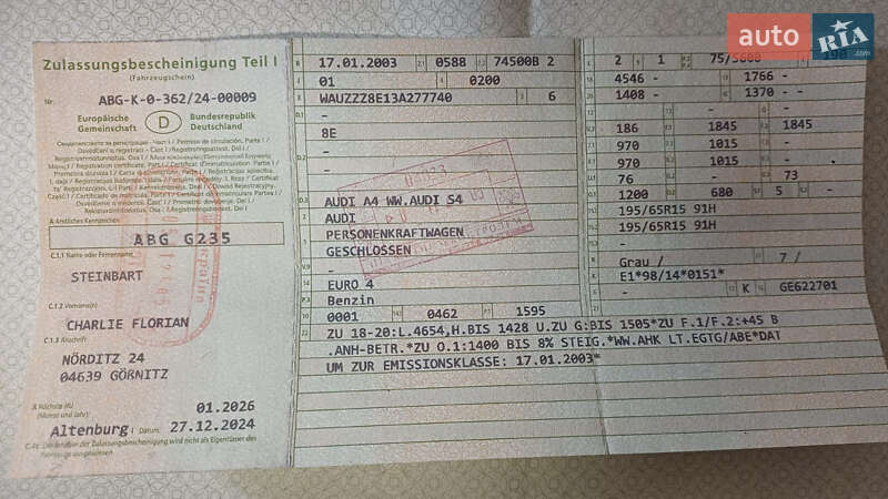 Седан Audi A4 2003 в Вінниці