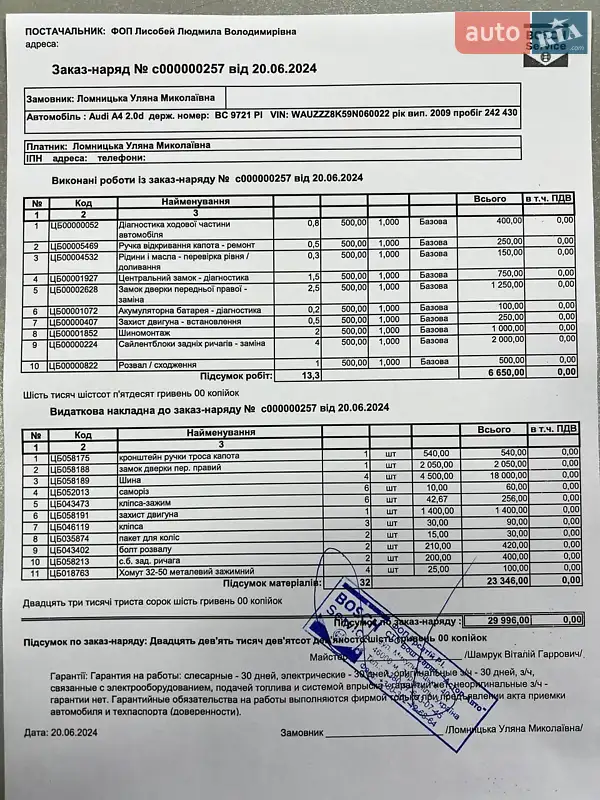 Седан Audi A4 2009 в Тернополі документ 2 фото Седан Audi A4 2009 в Тернополі документ