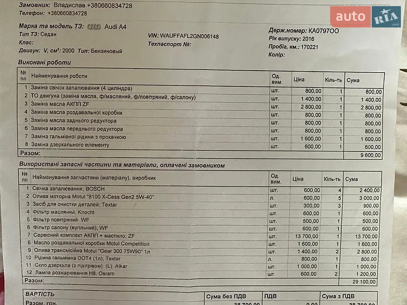 Седан Audi A4 2015 в Кременчуге документ