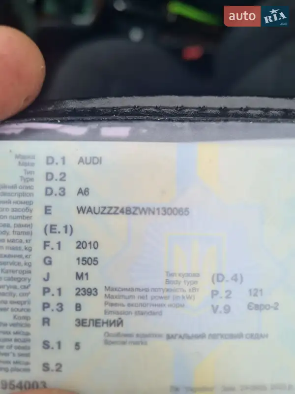Седан Audi A6 1998 в Долине документ