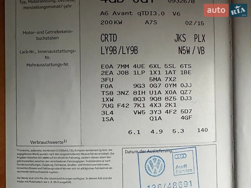 Универсал Audi A6 2015 в Львове документ
