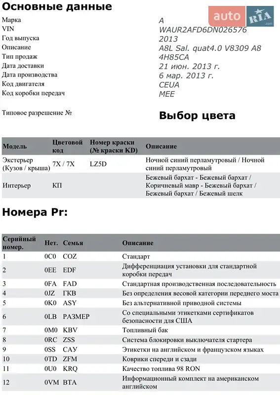 Седан Audi A8 2013 в Чернівцях документ 7 фото Седан Audi A8 2013 в Чернівцях документ