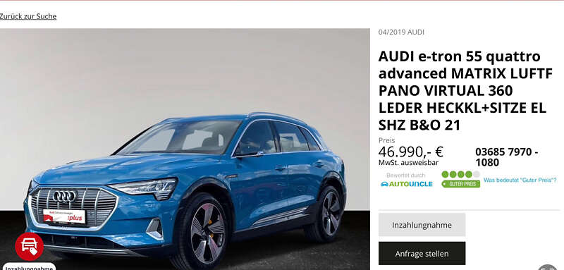 Внедорожник / Кроссовер Audi e-tron 2019 в Днепре фото 2 Внедорожник / Кроссовер Audi e-tron 2019 в Днепре