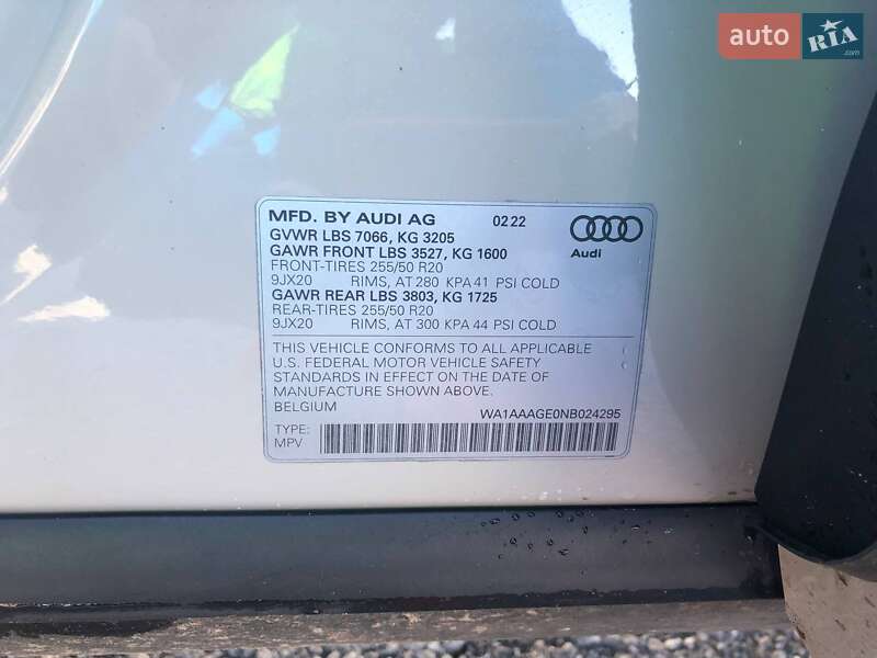 Внедорожник / Кроссовер Audi e-tron 2022 в Харькове фото 10 Внедорожник / Кроссовер Audi e-tron 2022 в Харькове