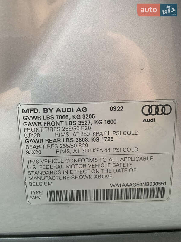 Позашляховик / Кросовер Audi e-tron 2022 в Львові фото 93 Позашляховик / Кросовер Audi e-tron 2022 в Львові