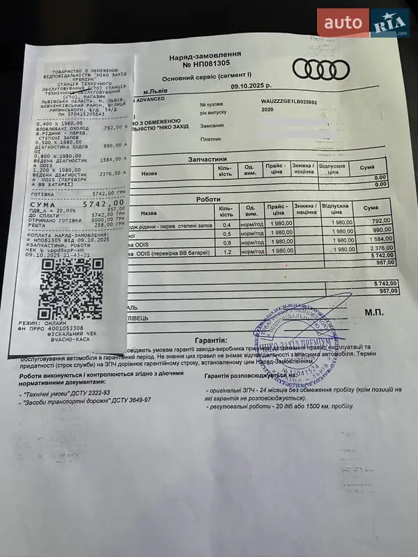 Внедорожник / Кроссовер Audi e-tron 2020 в Днепре документ