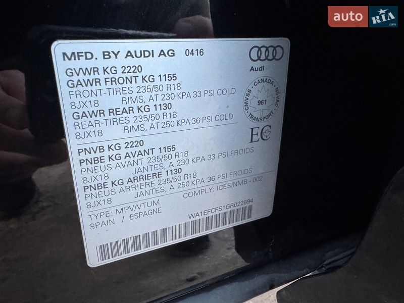 Внедорожник / Кроссовер Audi Q3 2016 в Радивилове