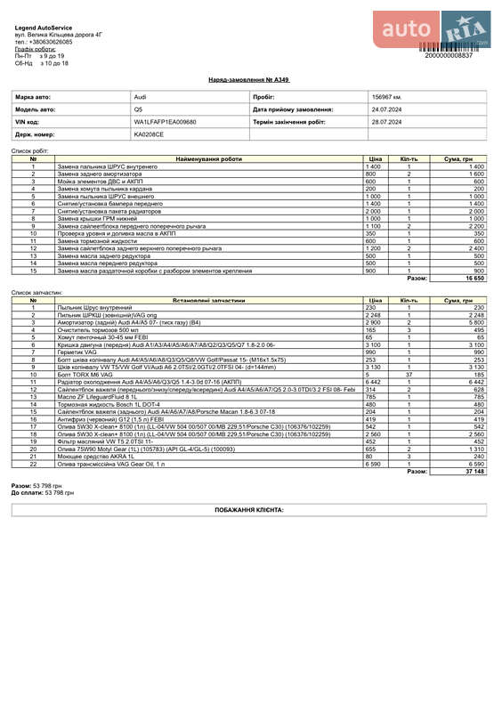 Внедорожник / Кроссовер Audi Q5 2013 в Киеве