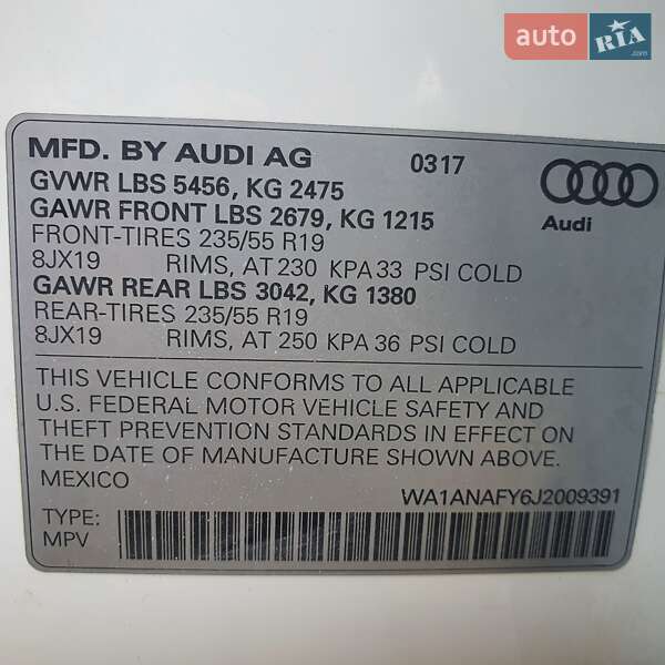 Внедорожник / Кроссовер Audi Q5 2017 в Луцке