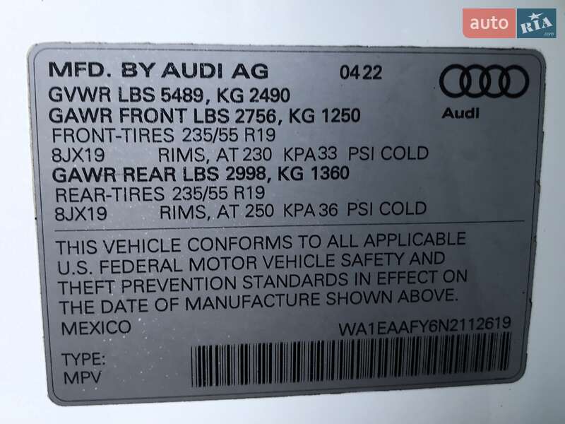 Позашляховик / Кросовер Audi Q5 2022 в Києві фото 47 Позашляховик / Кросовер Audi Q5 2022 в Києві