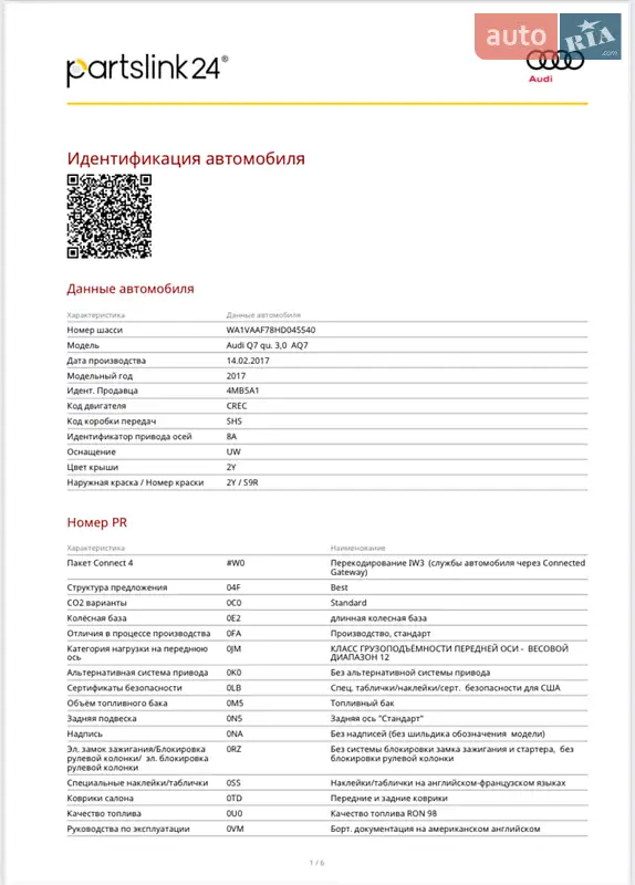 Внедорожник / Кроссовер Audi Q7 2017 в Киеве документ 2 фото Внедорожник / Кроссовер Audi Q7 2017 в Киеве документ