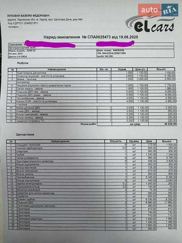 Внедорожник / Кроссовер Audi Q7 2012 в Харькове