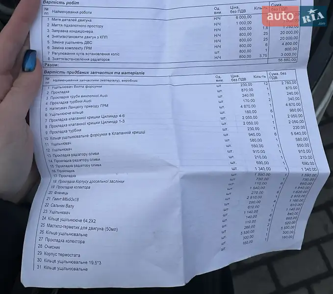 Внедорожник / Кроссовер Audi Q7 2012 в Мукачево документ