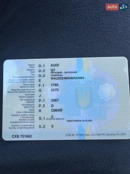 Позашляховик / Кросовер Audi Q7 2016 в Синельниковому документ