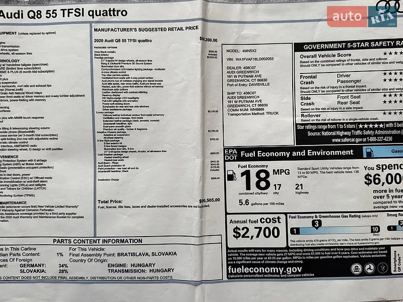 Внедорожник / Кроссовер Audi Q8 2019 в Тернополе документ 2 фото Внедорожник / Кроссовер Audi Q8 2019 в Тернополе документ