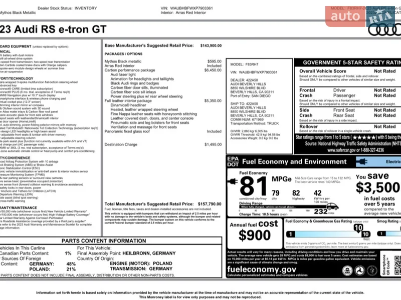 Купе Audi RS e-tron GT 2023 в Виннице документ 2 фото Купе Audi RS e-tron GT 2023 в Виннице документ