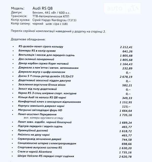 Внедорожник / Кроссовер Audi RS Q8 2023 в Одессе