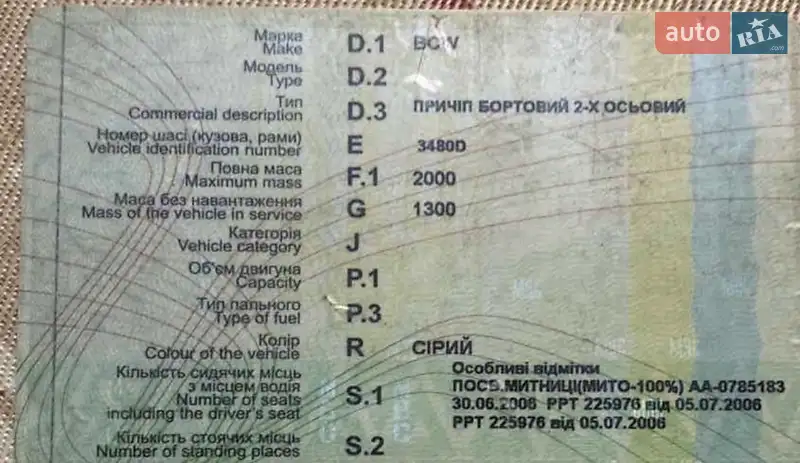 Платформа БАЗ 8142 1990 в Черновцах документ 2 фото Платформа БАЗ 8142 1990 в Черновцах документ