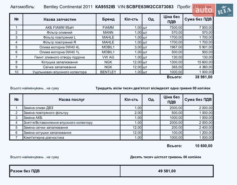 Купе Bentley Continental GT 2011 в Одессе