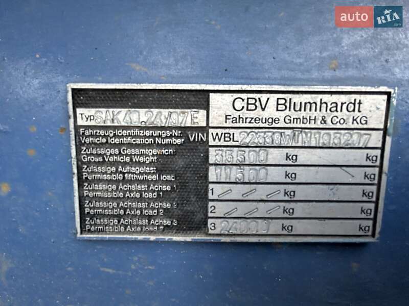Самосвал полуприцеп Blumhardt CBV 1991 в Львове фото 5 Самосвал полуприцеп Blumhardt CBV 1991 в Львове