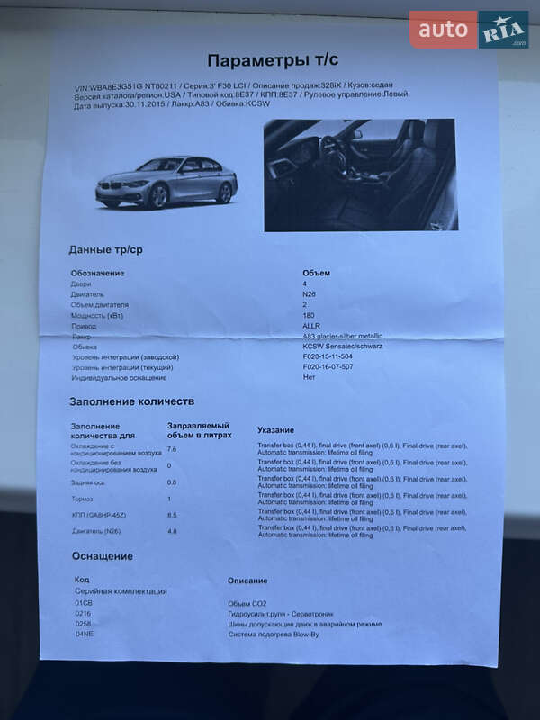 Седан BMW 3 Series 2015 в Львові