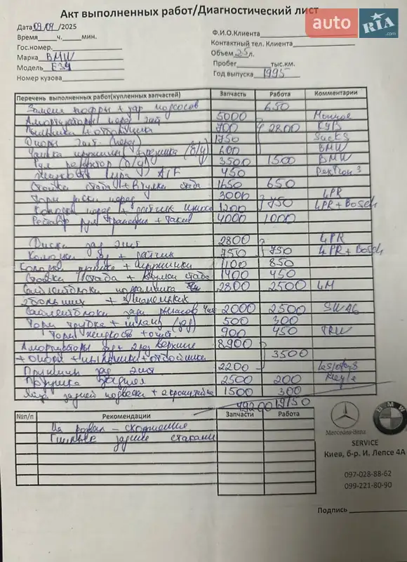 Седан BMW 5 Series 1996 в Киеве документ 2 фото Седан BMW 5 Series 1996 в Киеве документ