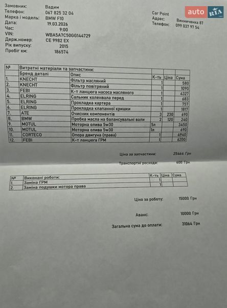 Седан BMW 5 Series 2015 в Чернівцях