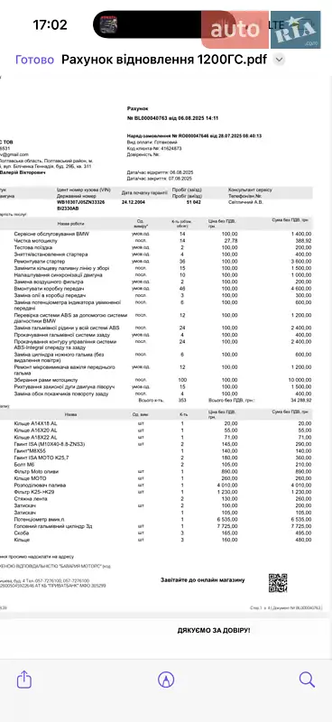 Мотоцикл Туризм BMW R 1200GS 2005 в Полтаві документ