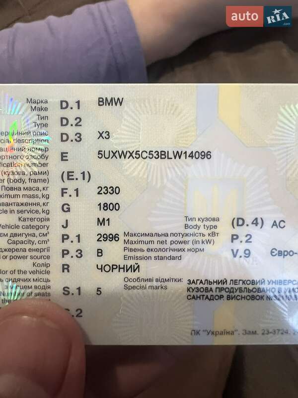 Внедорожник / Кроссовер BMW X3 2011 в Киеве