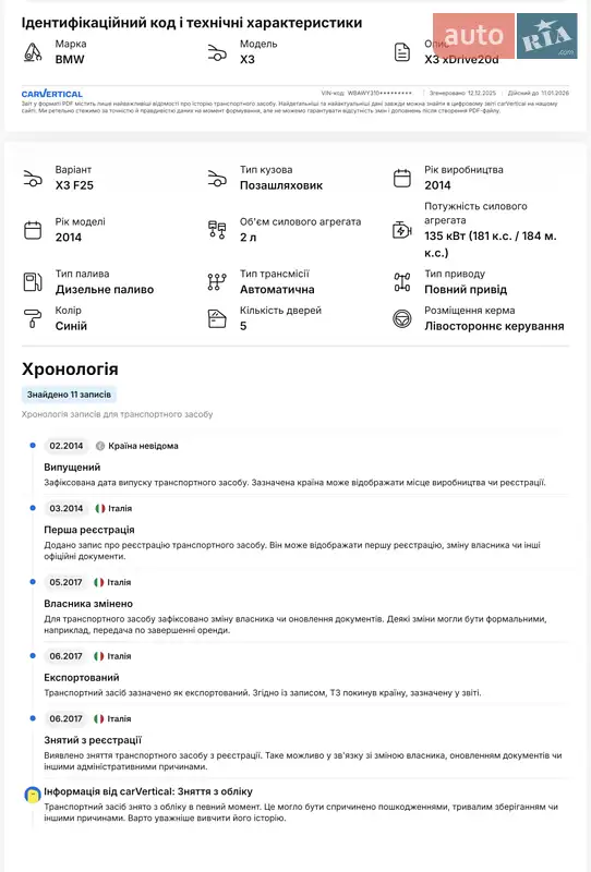 Внедорожник / Кроссовер BMW X3 2014 в Киеве документ