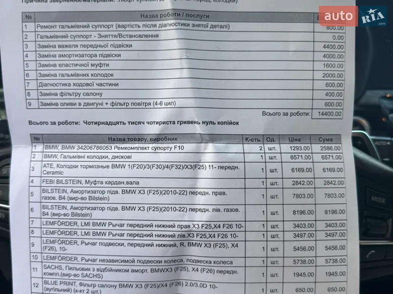 Внедорожник / Кроссовер BMW X3 2015 в Киеве документ