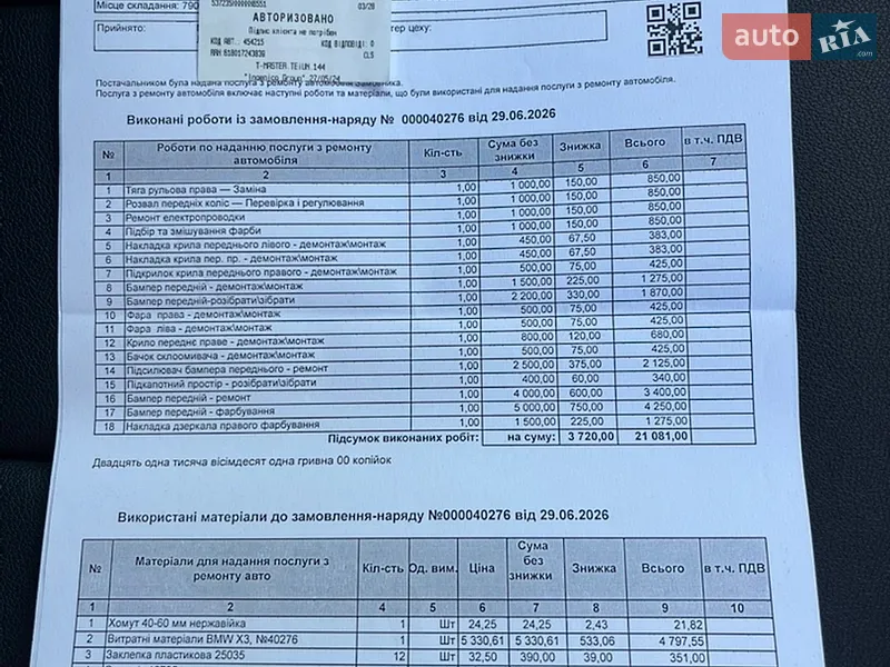 Внедорожник / Кроссовер BMW X3 2018 в Львове документ