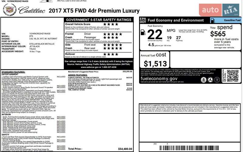 Внедорожник / Кроссовер Cadillac XT5 2016 в Кропивницком