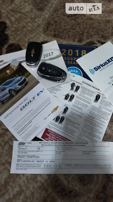 Хэтчбек Chevrolet Bolt EV 2017 в Буче документ