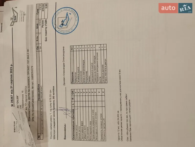 Внедорожник / Кроссовер Chevrolet Captiva 2007 в Глевахе документ