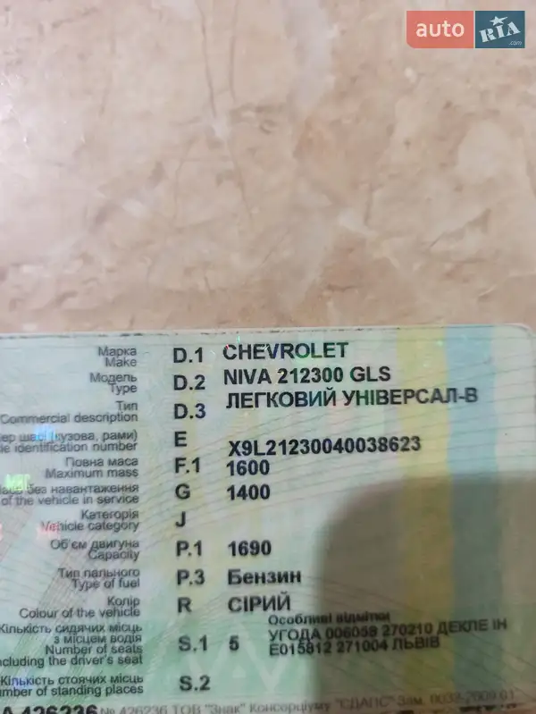 Внедорожник / Кроссовер Chevrolet Niva 2004 в Львове документ