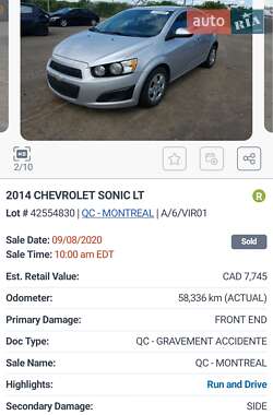 Седан Chevrolet Sonic 2014 в Костопілі