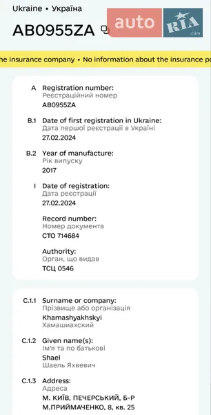 Хэтчбек Citroen C-Zero 2017 в Киеве документ