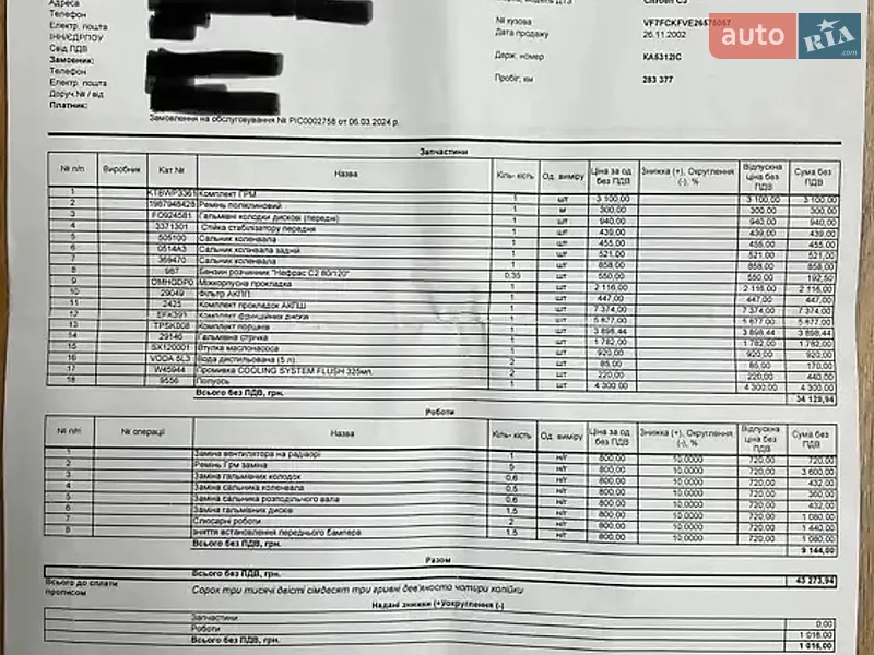Хэтчбек Citroen C3 2002 в Броварах документ