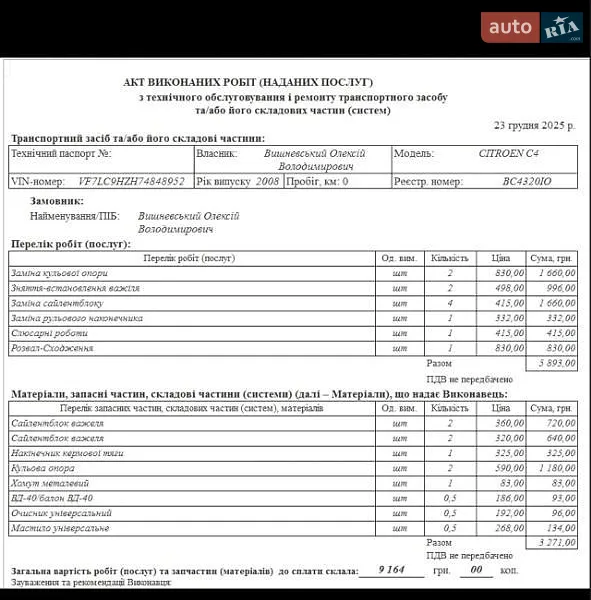 Хэтчбек Citroen C4 2008 в Львове документ