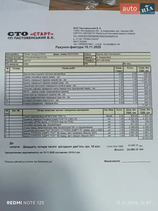 Грузовой фургон Citroen Jumpy 2007 в Житомире документ