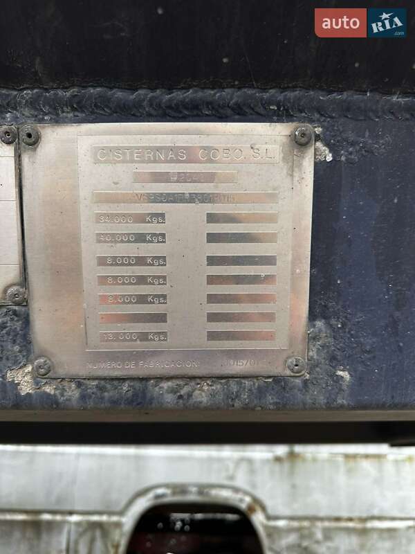 Цистерна полуприцеп Cobo Hermanos 2002 в Львове фото 2 Цистерна полуприцеп Cobo Hermanos 2002 в Львове