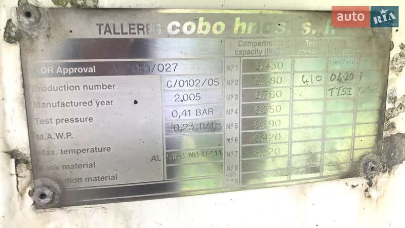 Цистерна полуприцеп Cobo SOA 2005 в Тернополе фото 13 Цистерна полуприцеп Cobo SOA 2005 в Тернополе